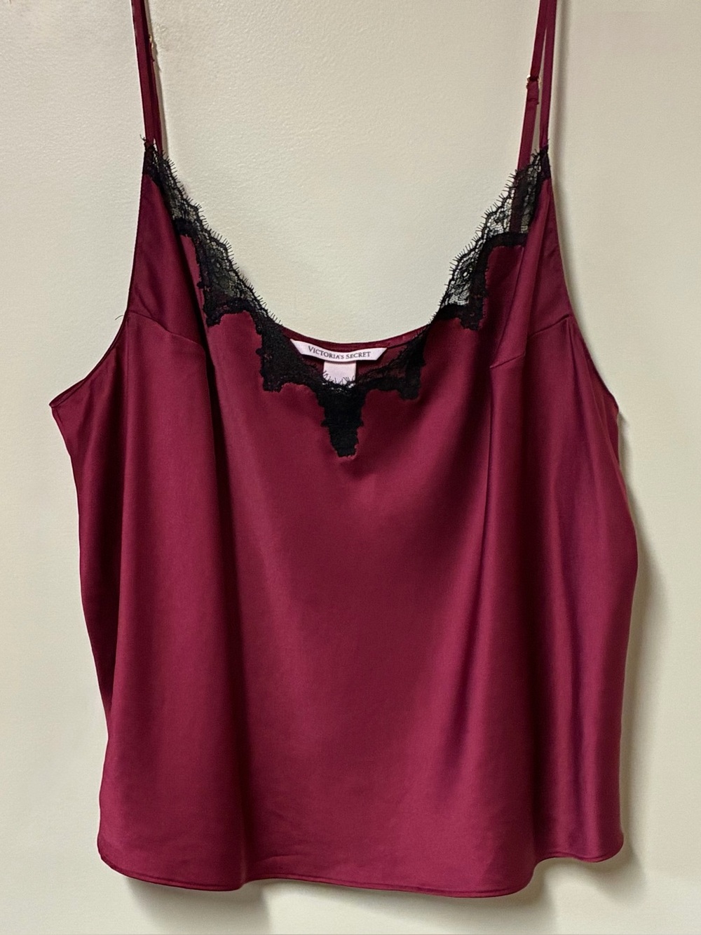 Victoria’s Secret Very Sexy Satin Lace Cami XXL Berry Wine Black Lace